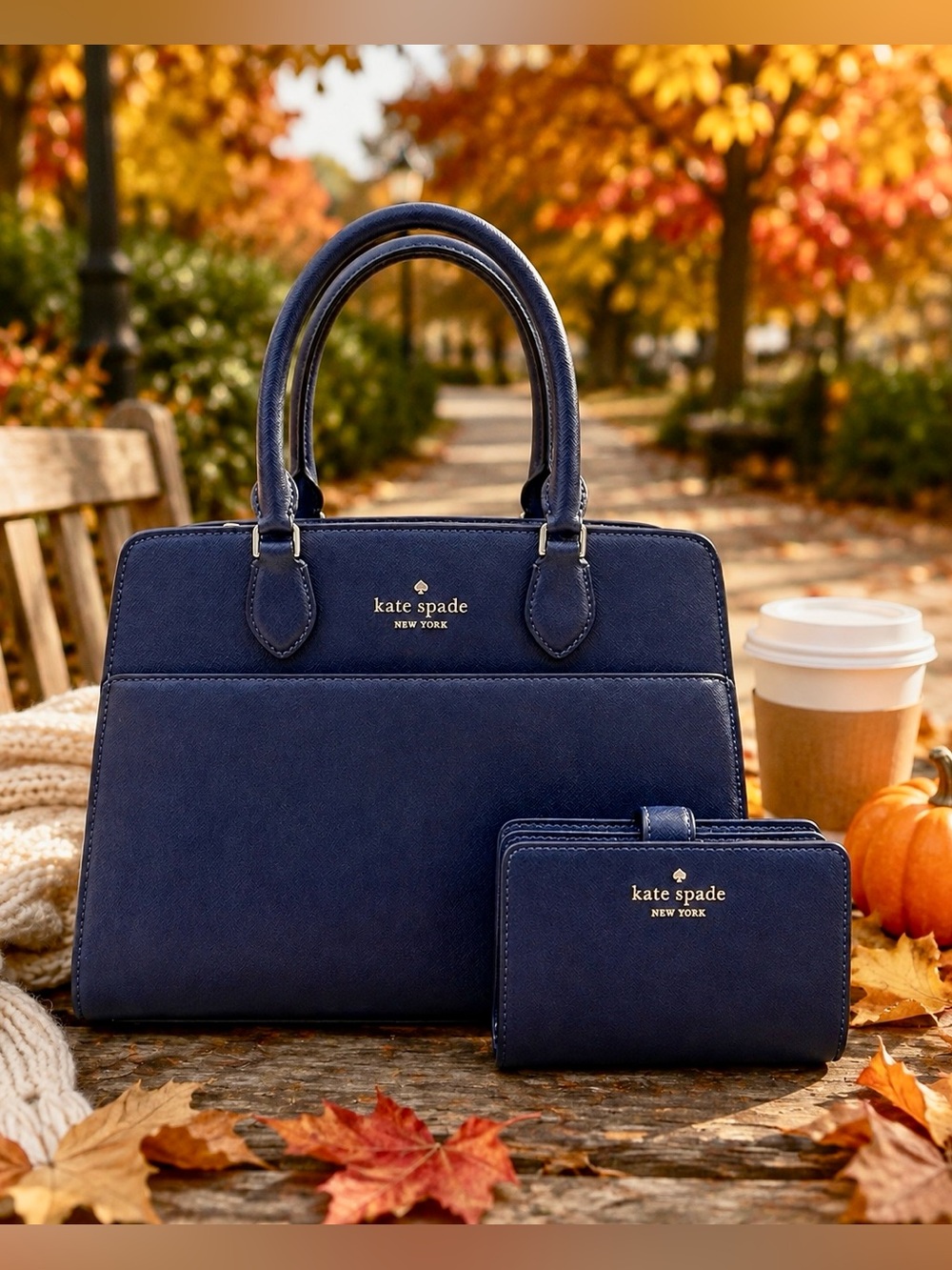 ☀️Kate Spade Madison saffiano leather medium satchel & NWT matching wallet